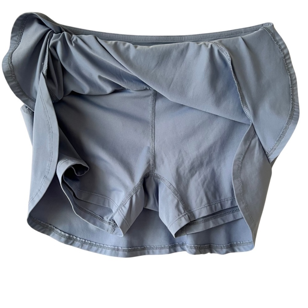 Lija (Small - EUC] 12” blue tennis skirt with ruffle bottom, attached shorties - Picture 3 of 8